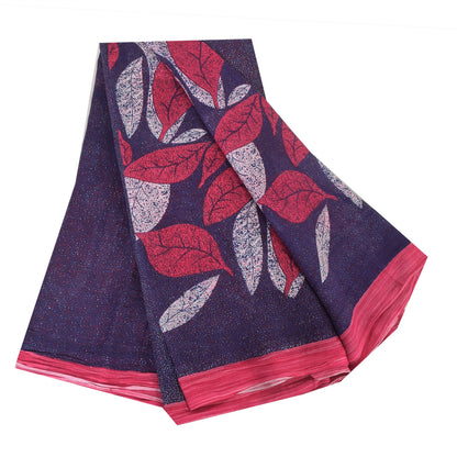 Sanskriti Vintage Sarees Indian Purple Pure Cotton Printed Sari 5yd Craft Fabric