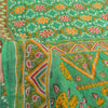 Sanskriti Vintage Sarees Indian Green Pure Cotton Printed Sari 5yd Craft Fabric