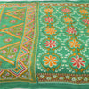 Sanskriti Vintage Sarees Indian Green Pure Cotton Printed Sari 5yd Craft Fabric