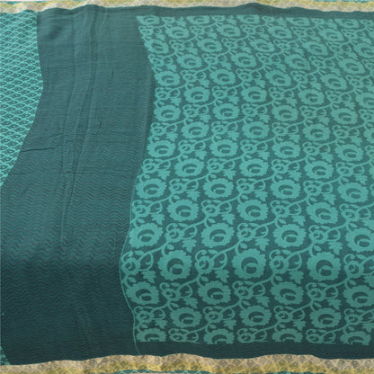 Sanskriti Vintage Sarees Indian Sea-Green Pure Cotton Printed Sari Craft Fabric