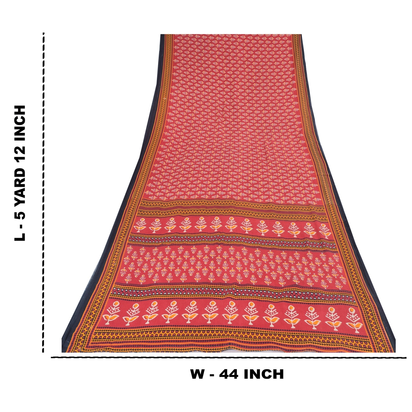 Sanskriti Vintage Sarees From India Red Pure Cotton Print Sari 5yd Craft Fabric