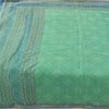 Sanskriti Vintage Sarees Indian Green Pure Cotton Printed Sari 6yd Craft Fabric