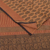 Sanskriti Vintage Sarees Peach/Black Hand Block Printed Pure Cotton Sari Fabric