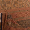 Sanskriti Vintage Sarees Peach/Black Hand Block Printed Pure Cotton Sari Fabric