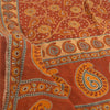 Sanskriti Vintage Sarees Indian Orange Pure Cotton Printed Sari 5yd Craft Fabric