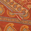 Sanskriti Vintage Sarees Indian Orange Pure Cotton Printed Sari 5yd Craft Fabric