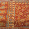 Sanskriti Vintage Sarees Indian Orange Pure Cotton Printed Sari 5yd Craft Fabric