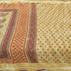 Sanskriti Vintage Sarees Pale-Yellow Pure Cotton Printed Sari 5yd Craft Fabric