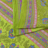 Sanskriti Vintage Sarees Green Peacock Printed Pure Cotton Sari 5yd Craft Fabric