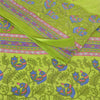 Sanskriti Vintage Sarees Green Peacock Printed Pure Cotton Sari 5yd Craft Fabric