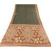 Sanskriti Vintage Sarees Green/Orange Pure Cotton Printed Sari 5yd Craft Fabric