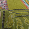 Sanskriti Vintage Sarees Indian Green Pure Cotton Printed Sari 5yd Craft Fabric