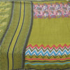 Sanskriti Vintage Sarees Indian Green Pure Cotton Printed Sari 5yd Craft Fabric