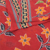 Sanskriti Vintage Sarees From India Red Pure Cotton Print Sari 5yd Craft Fabric