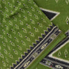 Sanskriti Vintage Sarees Indian Green Pure Cotton Printed Sari 5yd Craft Fabric