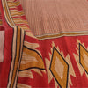 Sanskriti Vintage Sarees From India Red Pure Cotton Print Sari 5yd Craft Fabric