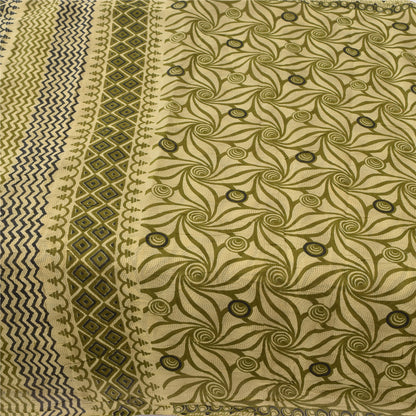 Sanskriti Vintage Sarees Green Hand Block Printed Pure Cotton Sari 5yd Fabric