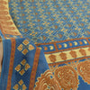 Sanskriti Vintage Sarees Indian Blue Pure Cotton Printed Sari 5yd Craft Fabric