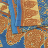 Sanskriti Vintage Sarees Indian Blue Pure Cotton Printed Sari 5yd Craft Fabric