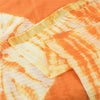 Sanskriti Vintage Sarees Orange/Ivory Tie-Dye Pure Cotton Sari 5yd Craft Fabric