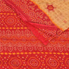 Sanskriti Vintage Sarees Brown/Red Bandhani Pure Cotton Printed Sari 5yd Fabric