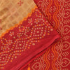 Sanskriti Vintage Sarees Brown/Red Bandhani Pure Cotton Printed Sari 5yd Fabric