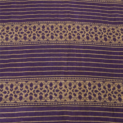 Sanskriti Vintage Sarees Indian Purple Pure Cotton Printed Sari 5yd Craft Fabric