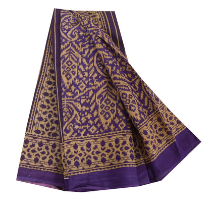 Sanskriti Vintage Sarees Indian Purple Pure Cotton Printed Sari 5yd Craft Fabric