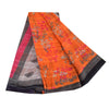 Sanskriti Vintage Sarees Indian Orange Pure Cotton Printed Sari 5yd Craft Fabric