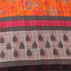 Sanskriti Vintage Sarees Indian Orange Pure Cotton Printed Sari 5yd Craft Fabric