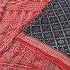 Sanskriti Vintage Sarees Black/Red Pure Cotton Ikat Print Sari 5yd Craft Fabric