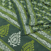 Sanskriti Vintage Sarees Indian Green Pure Cotton Printed Sari 5yd Craft Fabric