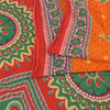 Sanskriti Vintage Sarees Indian Orange Pure Cotton Printed Sari 5yd Craft Fabric