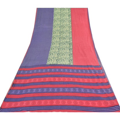 Sanskriti Vintage Sarees Indian Multi Pure Cotton Printed Sari 5yd Craft Fabric