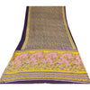 Sanskriti Vintage Sarees Indian Purple Pure Cotton Printed Sari 5yd Craft Fabric