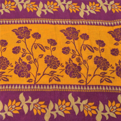 Sanskriti Vintage Sarees Indian Purple Pure Cotton Printed Sari 5yd Craft Fabric