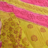 Sanskriti Vintage Sarees Green/Pink Hand Block Printed Pure Cotton Sari Fabric