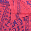 Sanskriti Vintage Sarees Pink/Blue Pure Cotton Printed Sari 5yd Craft Fabric