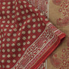 Sanskriti Vintage Sarees Cream/Red Pure Cotton Printed Sari 8 Yard Craft Fabric