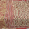 Sanskriti Vintage Sarees Cream/Red Pure Cotton Printed Sari 8 Yard Craft Fabric