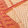 Sanskriti Vintage Sarees Peach/Red Pure Cotton Printed Sari Floral Craft Fabric