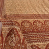 Sanskriti Vintage Sarees Peach/Red Pure Cotton Printed Sari 5yd Craft Fabric