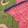 Sanskriti Vintage Sarees Pink Pure Cotton Peacock Printed Sari 5yd Craft Fabric