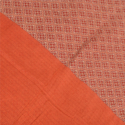 Sanskriti Vintage Sarees Red/Orange Pure Cotton Printed Sari 5yd Craft Fabric