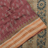 Sanskriti Vintage Sarees Red Hand Woven Ikat Pure Cotton Sari 5yd Craft Fabric