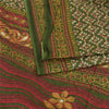 Sanskriti Vintage Sarees Indian Green Pure Cotton Printed Sari 5yd Craft Fabric