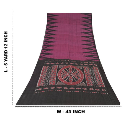 Sanskriti Vintage Sarees Odisha Purple Pure Cotton Ikat Hand Woven Sari Fabric