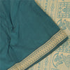 Sanskriti Vintage Sarees Green Baluchari Woven Pure Cotton Sari 5yd Craft Fabric