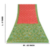 Sanskriti Vintage Sarees Red/Green Bandhani Pure Cotton Printed Sari 5yd Fabric