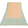 Sanskriti Vintage Sarees Peach/Green Pure Cotton Printed Sari 5yd Craft Fabric